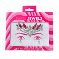 Packaging of face jewels with pink and white striped design