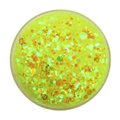 Peachipie Beauty yellow iridescent festival glitter in clear cosmetic pot on white background