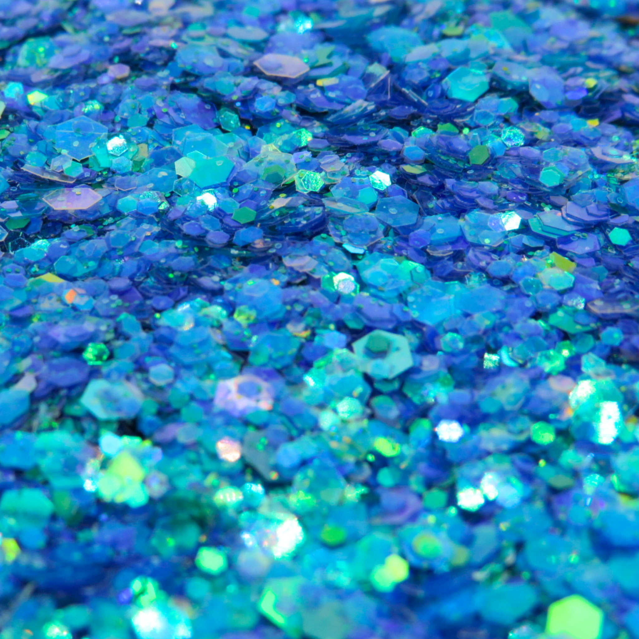 Close-up of blue and green glitter