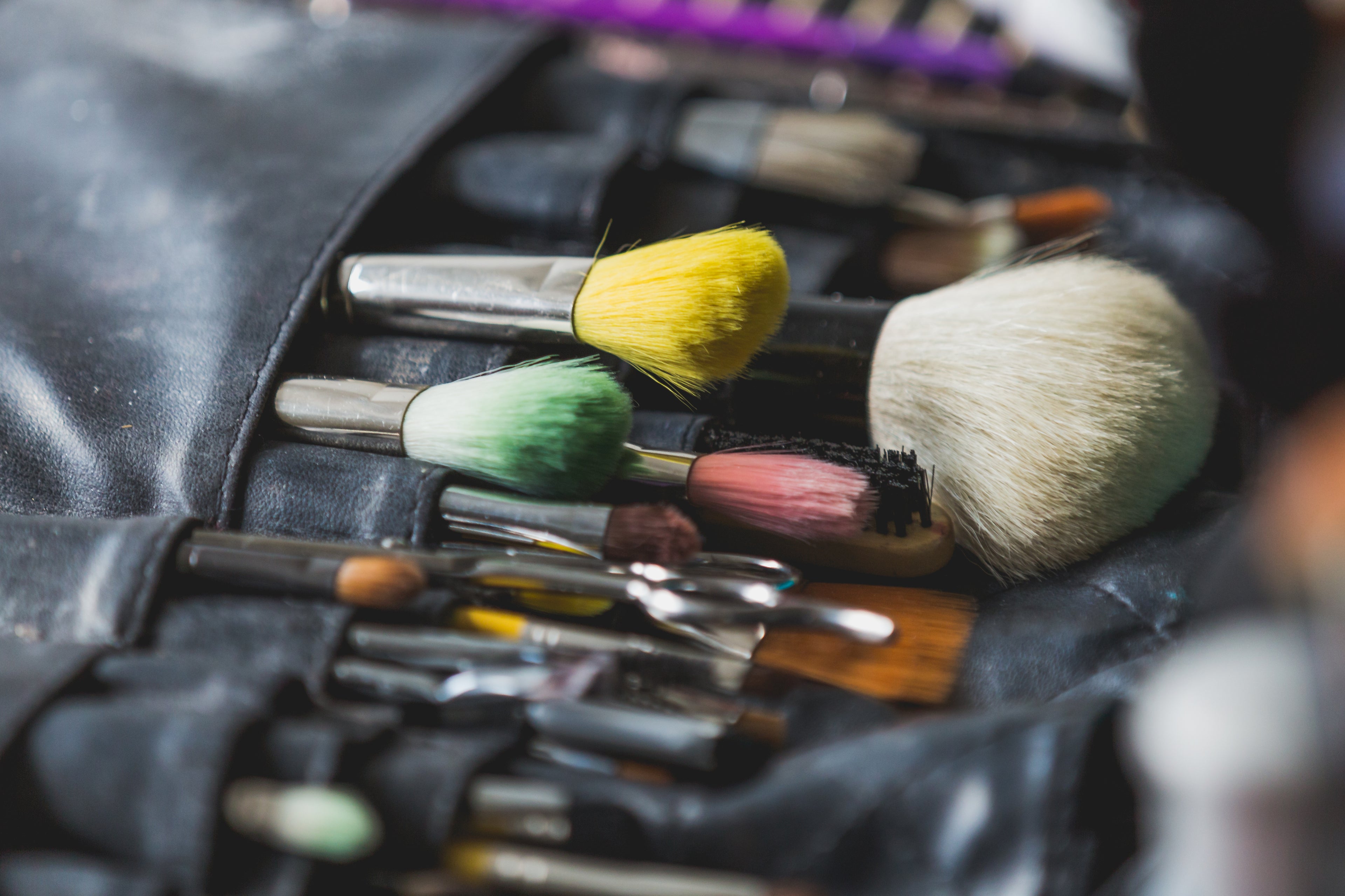 Close up of makeup brushes