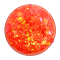 A pot with iridescent peach shade of orange glitter on a white background