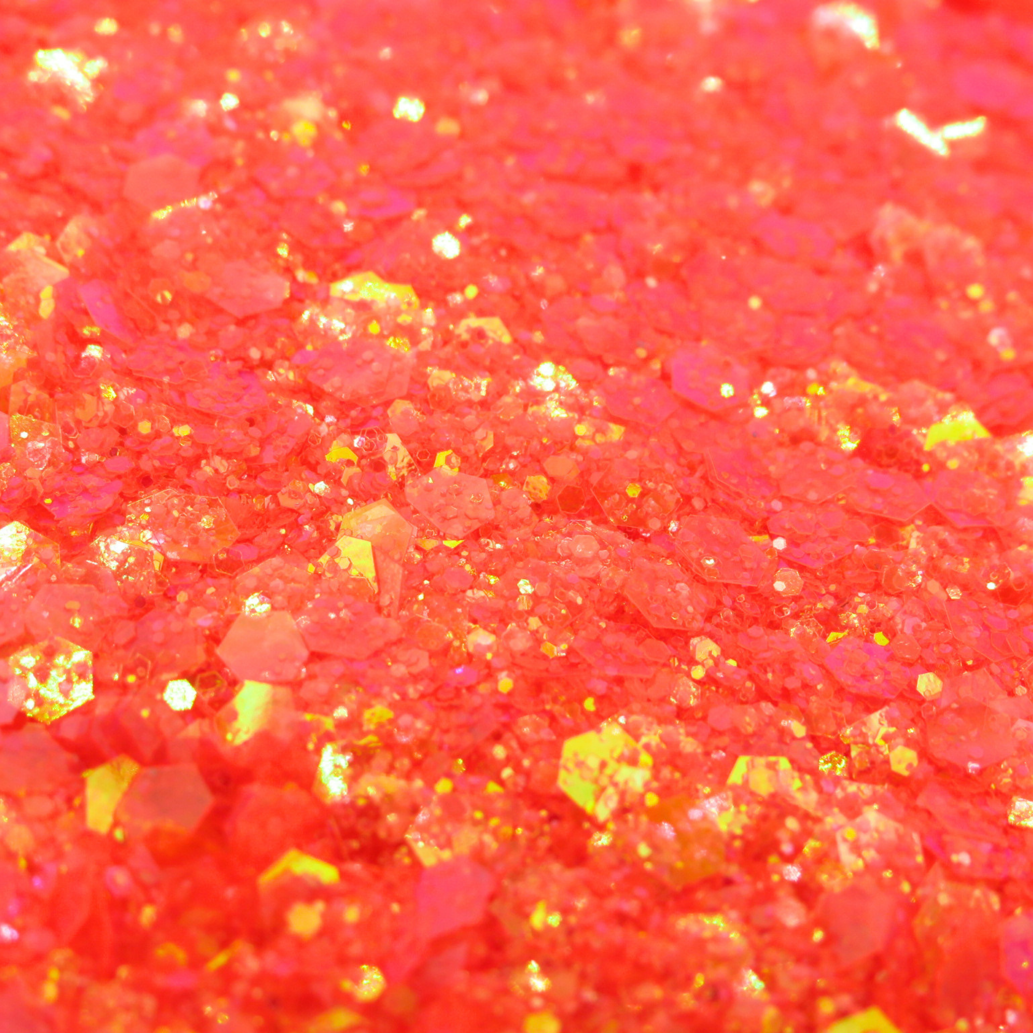 Peach iridescent glitter close up