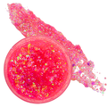 Pink glitter gel with a spoonful on a white background